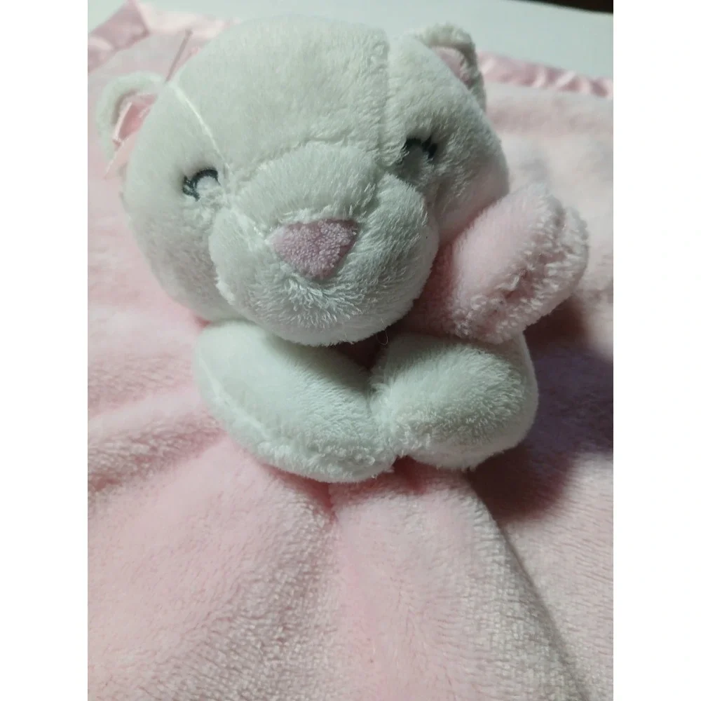 Carters‎ White Kitty Lovey Security Blanket Plush Satin Pink